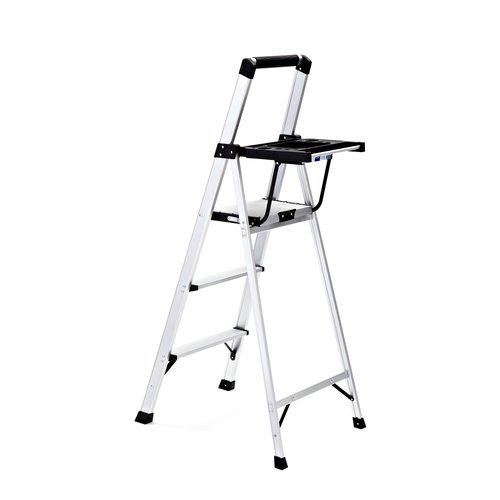 Rubbermaid Rma-3xst 3-step Light Aluminum Step Stool W/ Large Project Tray