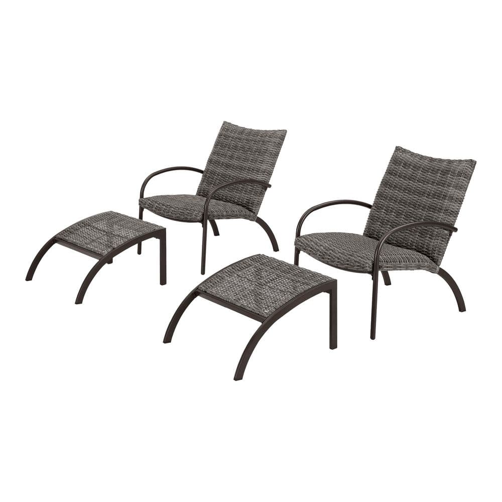 StyleWell Fairgrove Black Stationary Leisure Padded Wicker Outdoor Lounge Chair (2-Pack) DE22933+DE22934