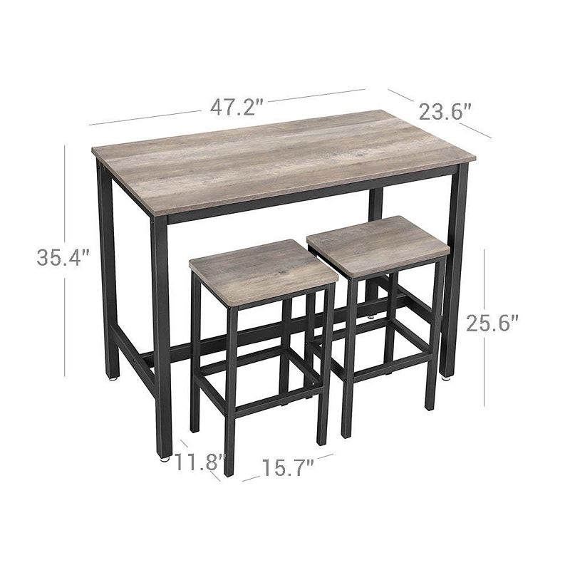 BreeBe Bar Table and Stool Set Greige and Black