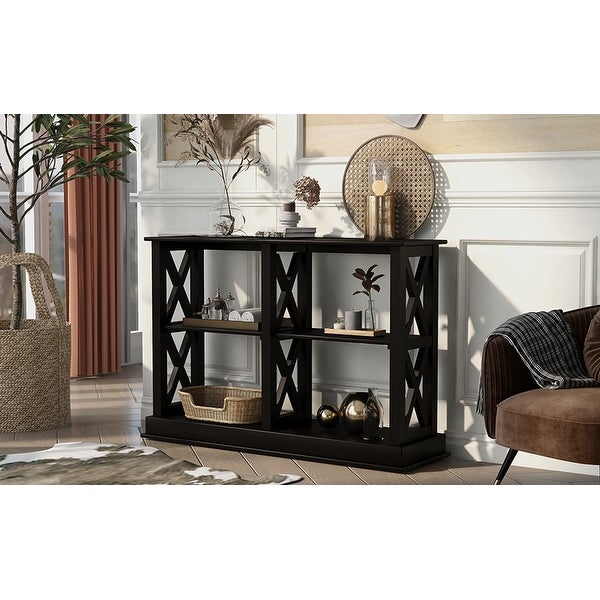 Narrow Sofa Table with 3-Tier Open Storage Spaces