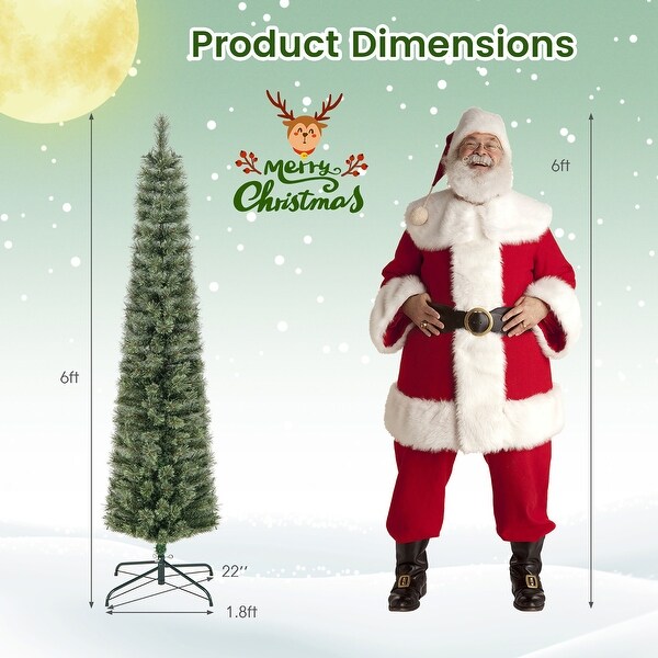 Gymax 6/7 FT PreLit Artificial Christmas Tree Slime Pencil Christmas