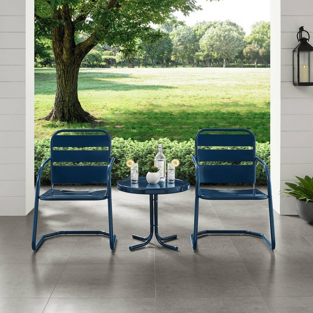 Brighton 3pc Metal Conversation Seating Set Navy Crosley