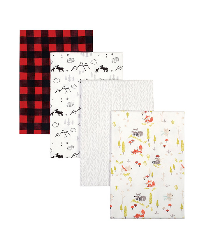 Trend Lab Buffalo Check Woodland Flannel Receiving Blanket 4-Pack