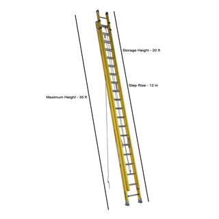 Werner 40 ft. Fiberglass D-Rung Extension Ladder with 300 lb. Load Capacity Type IA Duty Rating D7140-2