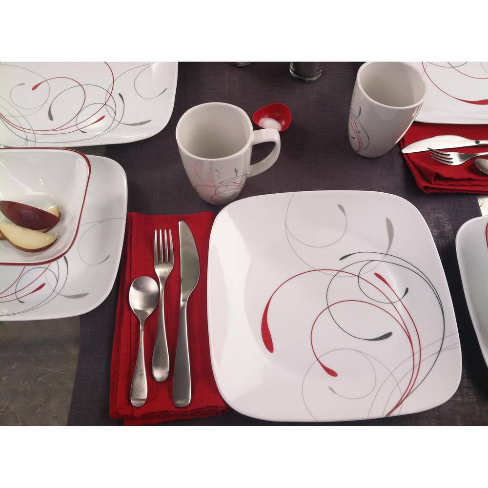 Corelle Splendor Vitrelle Square Splendor Vitrelle 6-Piece Patterned White Glass Dinnerware Set (Service for 6) 1107746