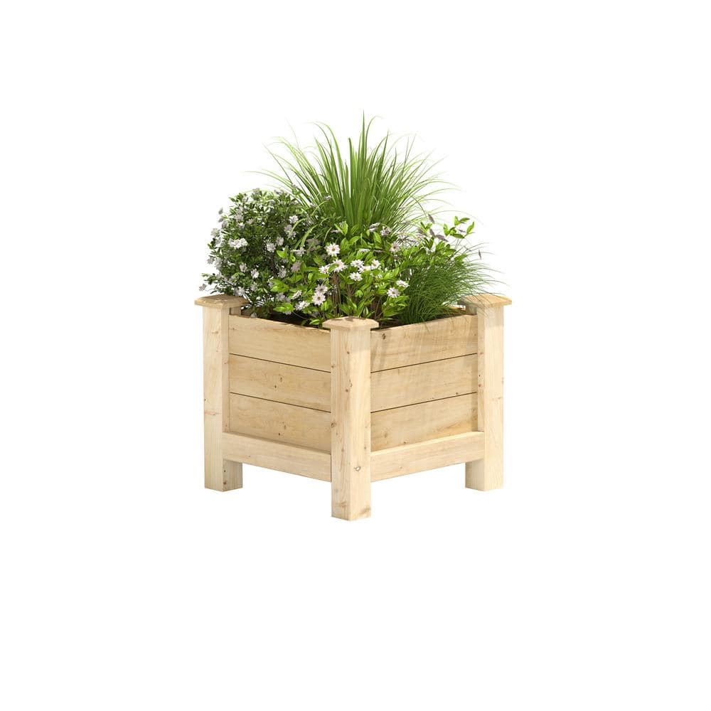 Greenes Fence 16 in. L x 16 in. W x 17 in. H Original Cedar Elevated Planter RCEV161617