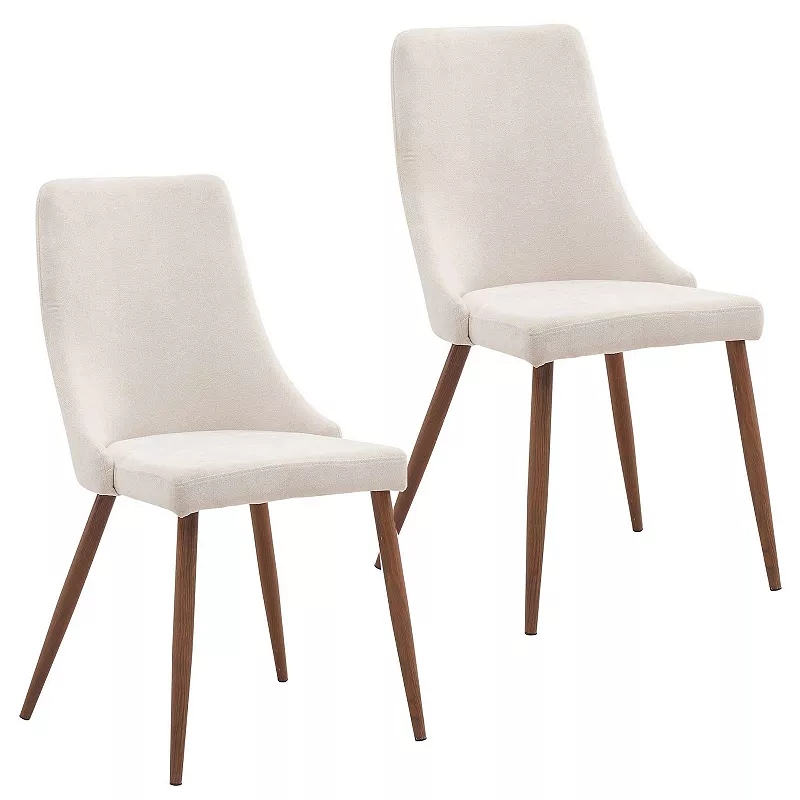 Set of 2 Beige and Brown Contemporary Side Chairs 35.75