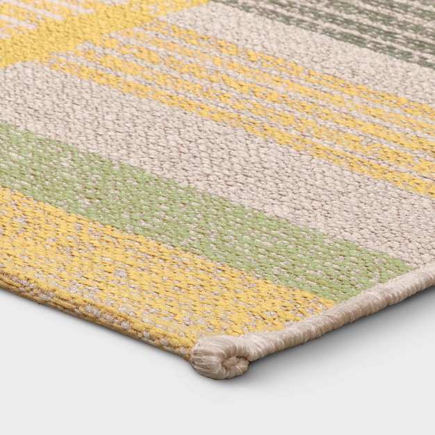 5 x27 X 7 x27 Plaid Outdoor Rug Yellow green