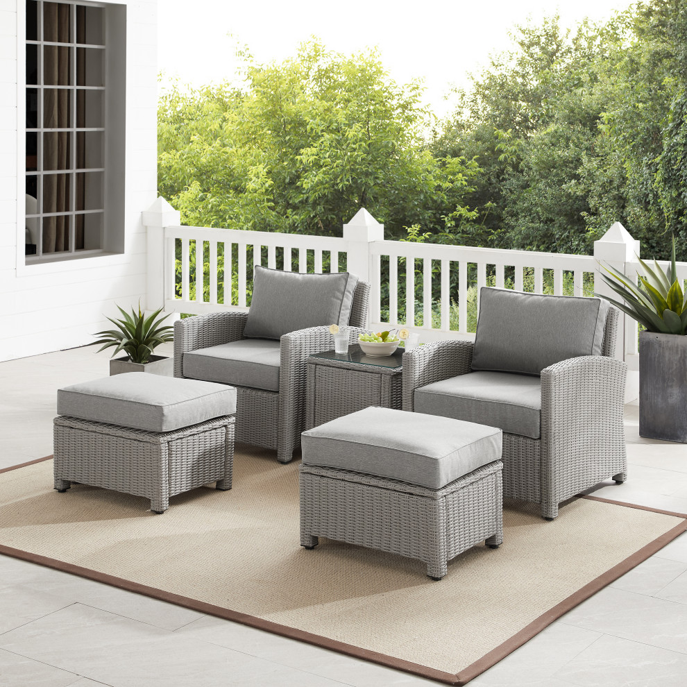 Bradenton 5Pc Wicker Outdoor Chair Set   Traditional   Outdoor Folding Chairs   by Crosley  Houzz