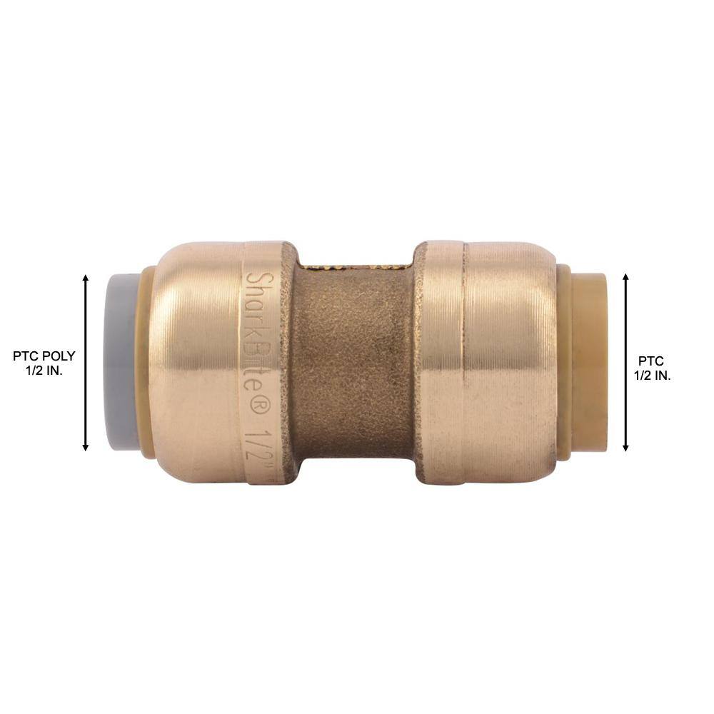 SharkBite 12 in. Push-to-Connect Brass Polybutylene Conversion Coupling Fitting Pro Pack (4-Pack) U4008LFJ4