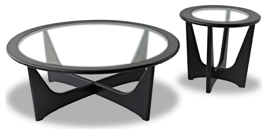 Glass Top Black Wooden Side Table  Liang  ampEimil Sculpto   Transitional   Side Tables And End Tables   by Oroa   Distinctive Furniture  Houzz