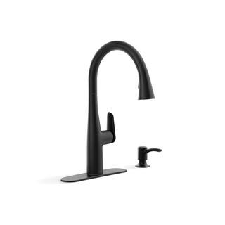 KOHLER Easmor Single-Handle Pull Down Sprayer Kitchen Faucet in Matte Black K-R30573-SD-BL