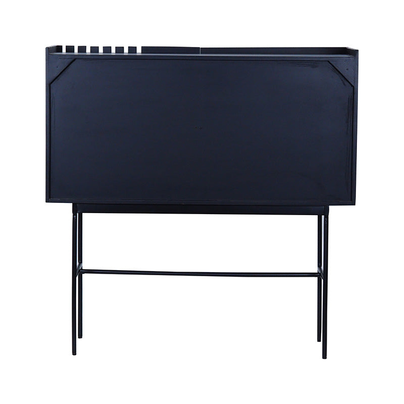 SHANTI Tall Sideboard 120cm Solid Acacia Wood - Black