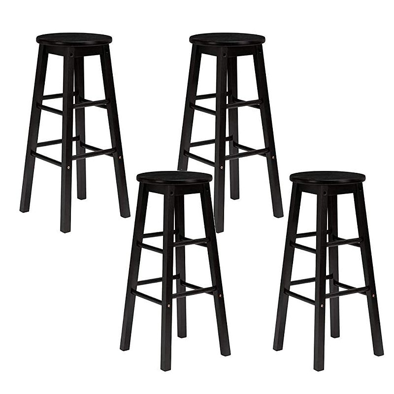 Pj Wood Classic Round Seat 24 Inch Kitchen And Counter Stools， Black (4 Pack)