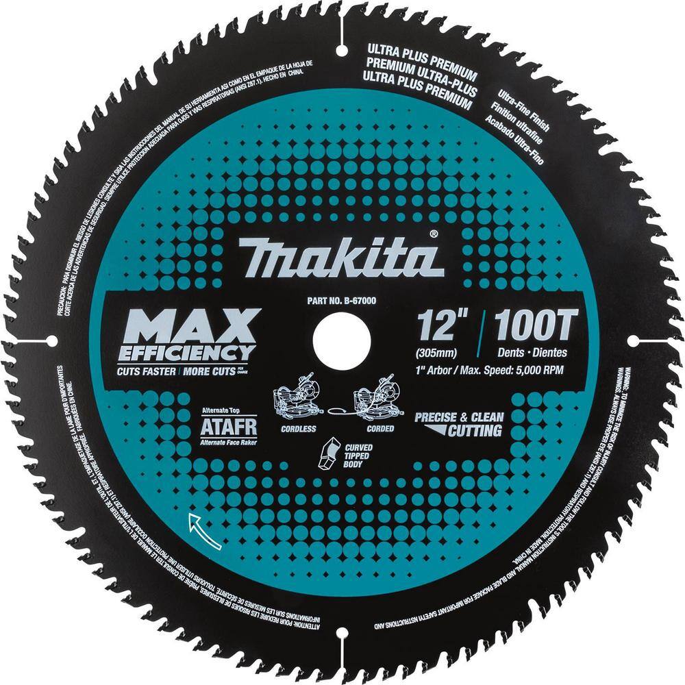 Makita 12 in. 100T Carbide-Tipped Max Efficiency Miter Saw Blade B-67000