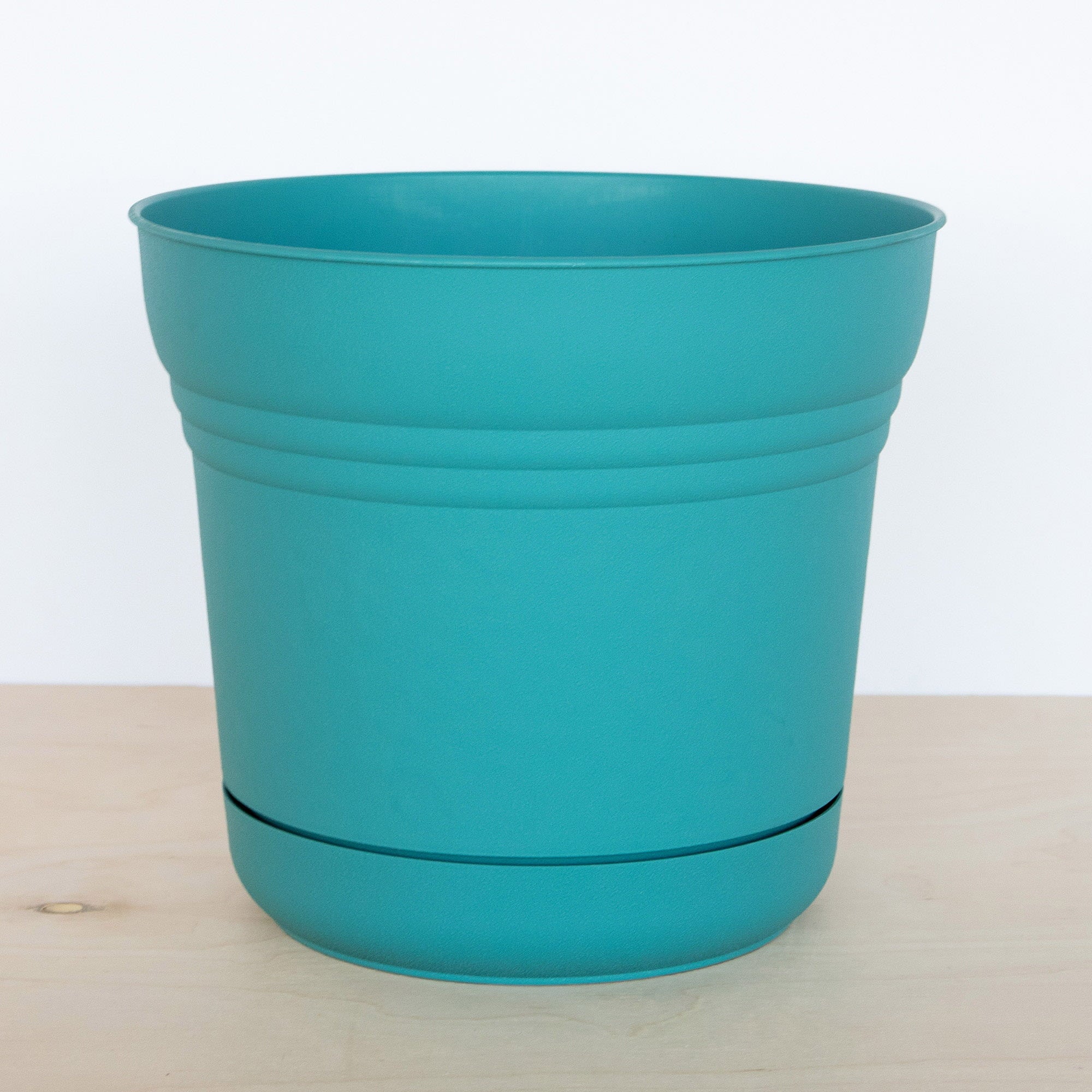 Bloem Saturn Round Planter with Saucer Tray: 14" - Bermuda Teal