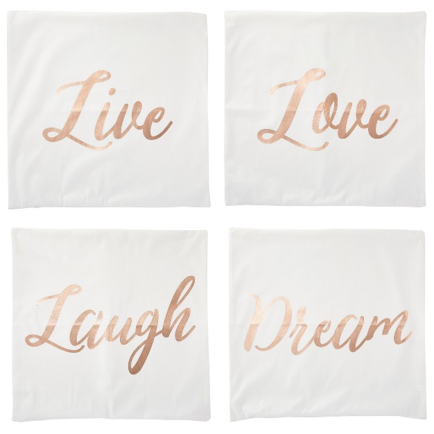 Juvale Set Of 4 Decorative Throw Pillow Covers Couch Cases 20x20 For Home Decor Live Laugh Love Dream Rose Gold Foil