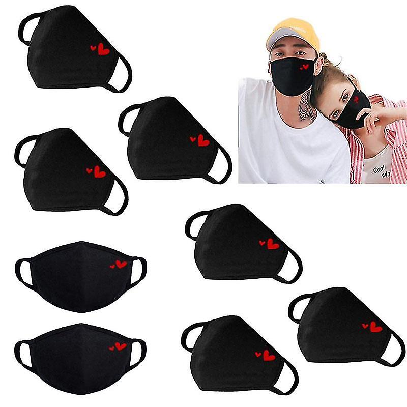 Black Masks Face Coverings Protective Face Shield Cotton Heart Print Face Cover