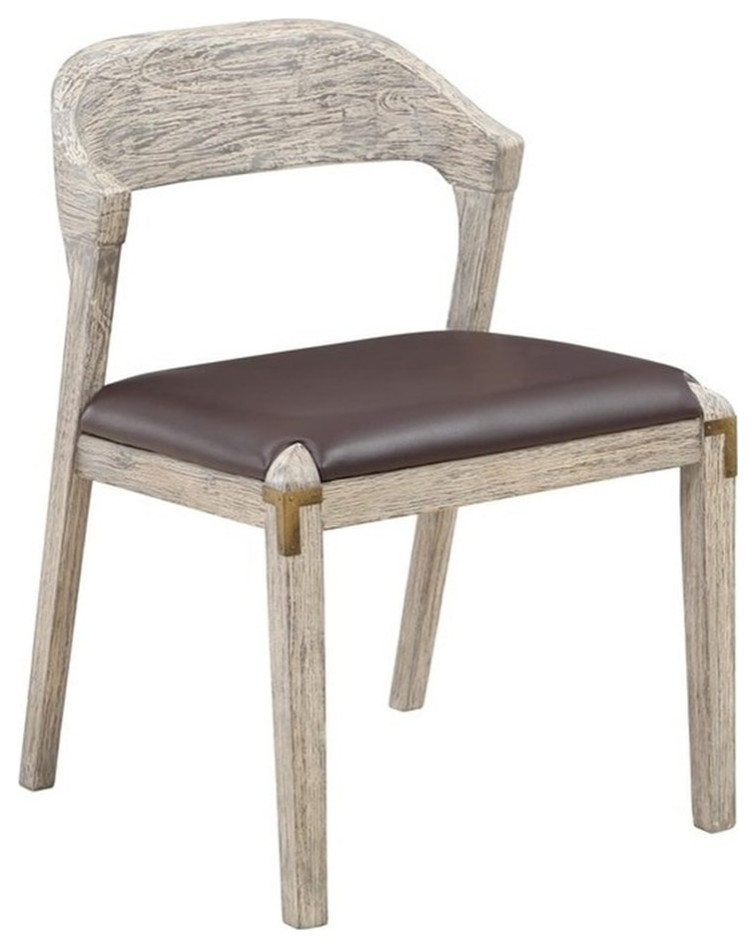 Boraam Montana Faux Leather and Wood Dining Side Chair   Farmhouse   Dining Chairs   by Homesquare  Houzz