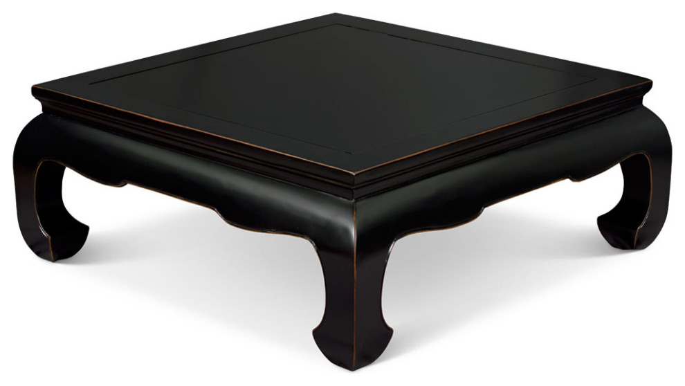 Distressed Black Elmwood Chinese Ming Chow Square Coffee Table   Asian   Coffee Tables   by China Furniture and Arts  Houzz