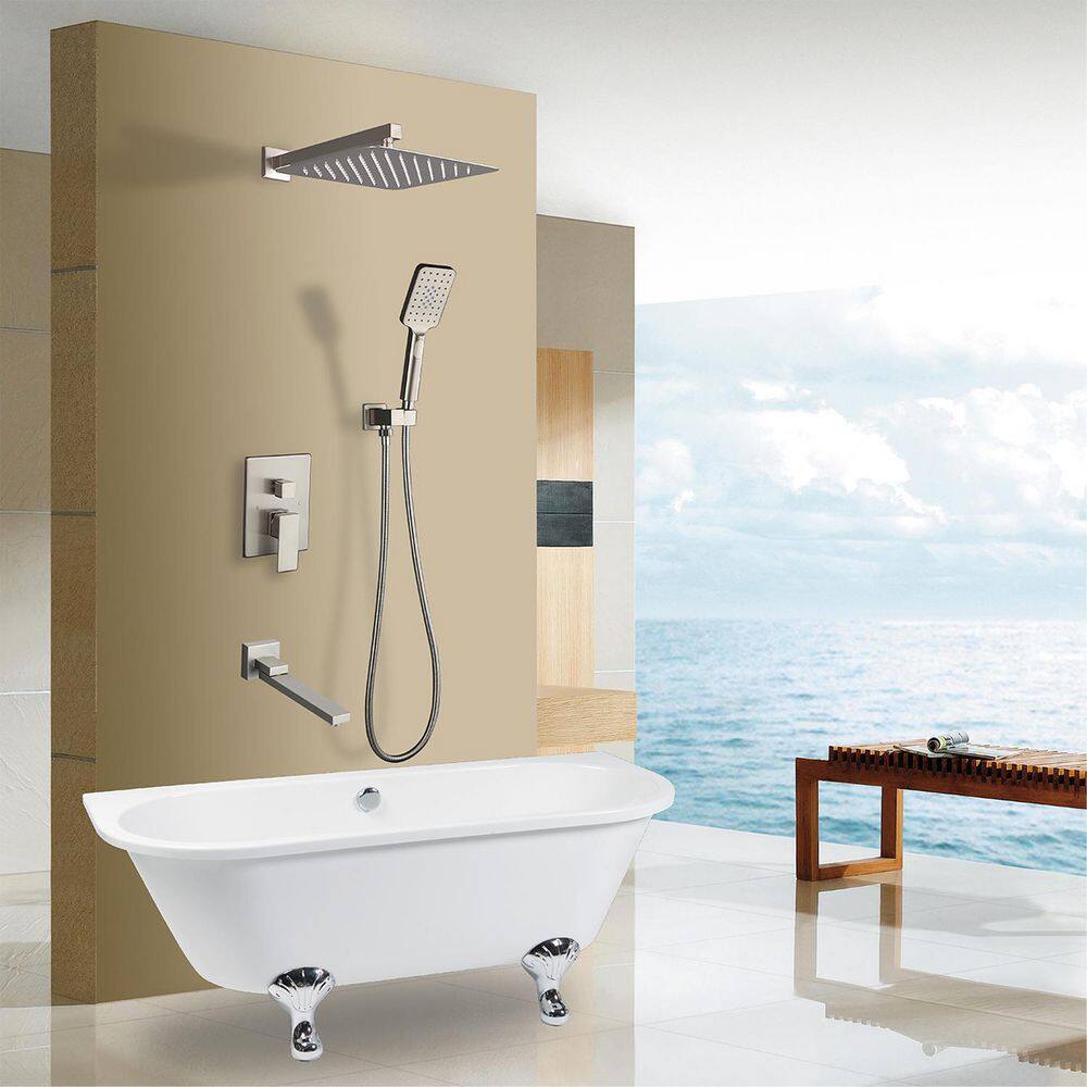 GIVING TREE Single-Handle 3-Spray Tub and Shower Faucet with Hand Shower in Brushed Nickel (Valve Included) HDYN-ZG0013