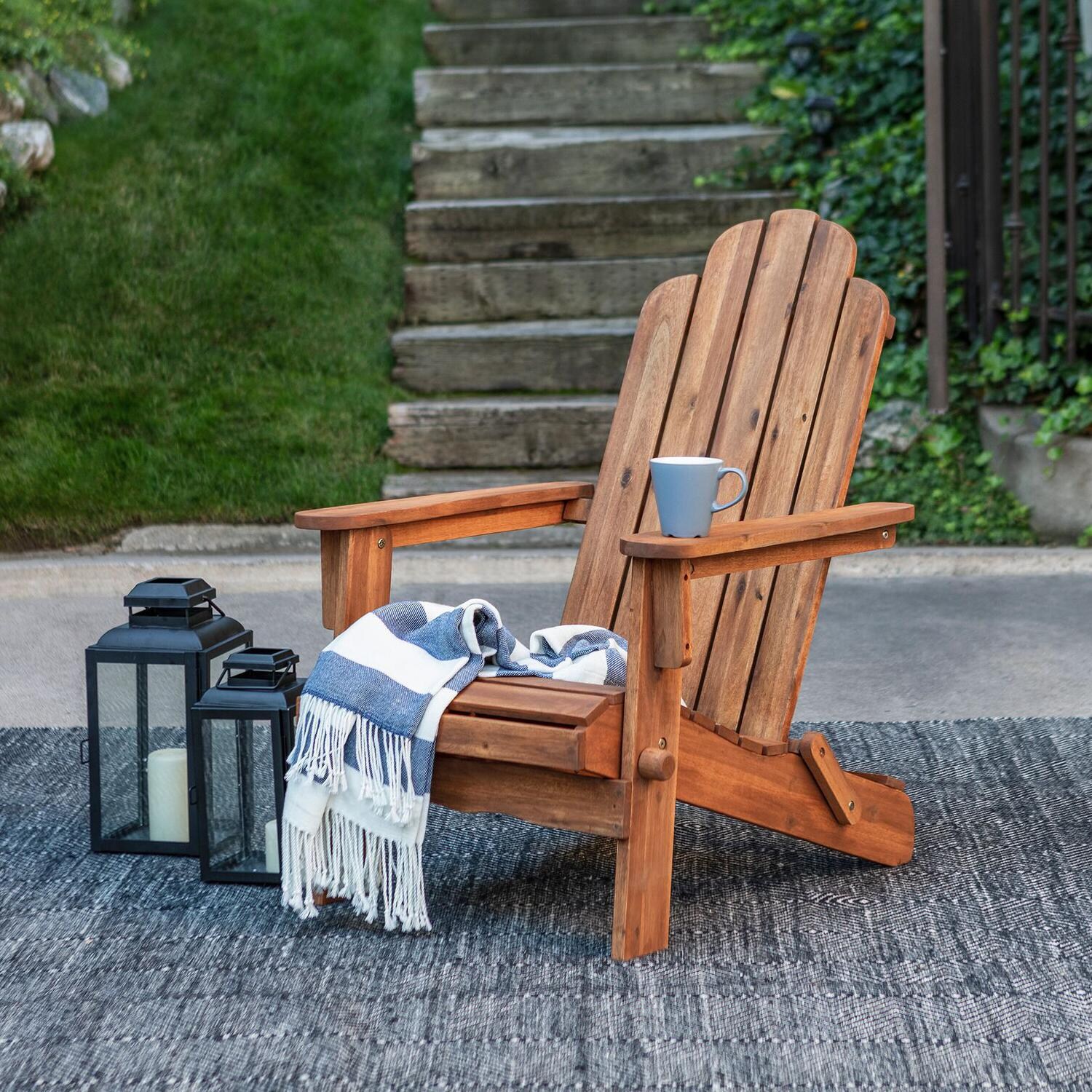 Ultimate Patio Folding Acacia Patio Adirondack Chair