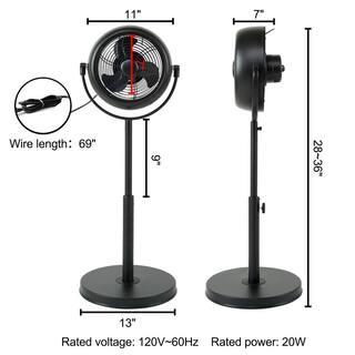 Amucolo 8 in. 3-Speed Industrial Retro Pedestal Fan Rotatable Stand Fan in Black with Adjustable Height YeaD-CYD0-VLHP