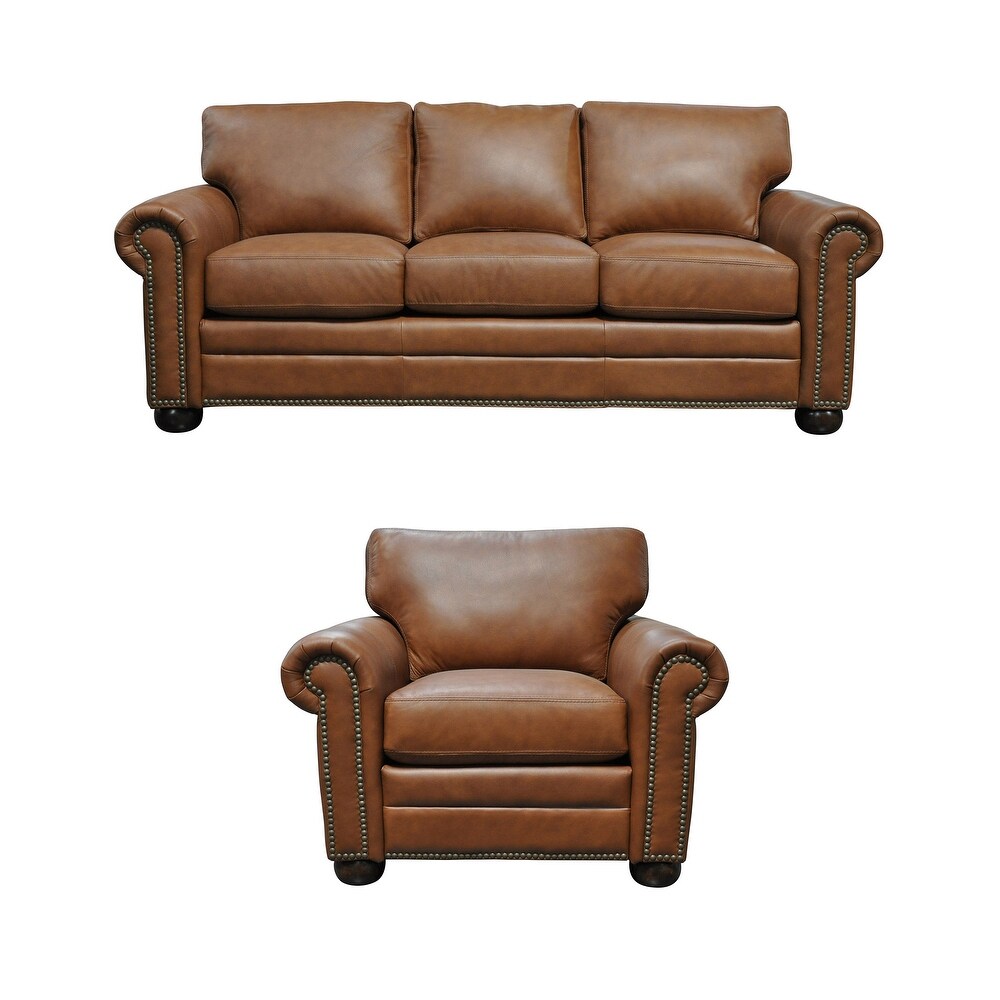 Mojave Ultra Comfort Genuine Leather Sofa and Chair Set