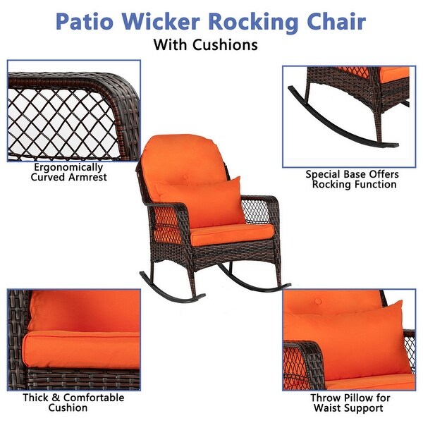 Outdoor Wicker Rocking Chair with Cushion