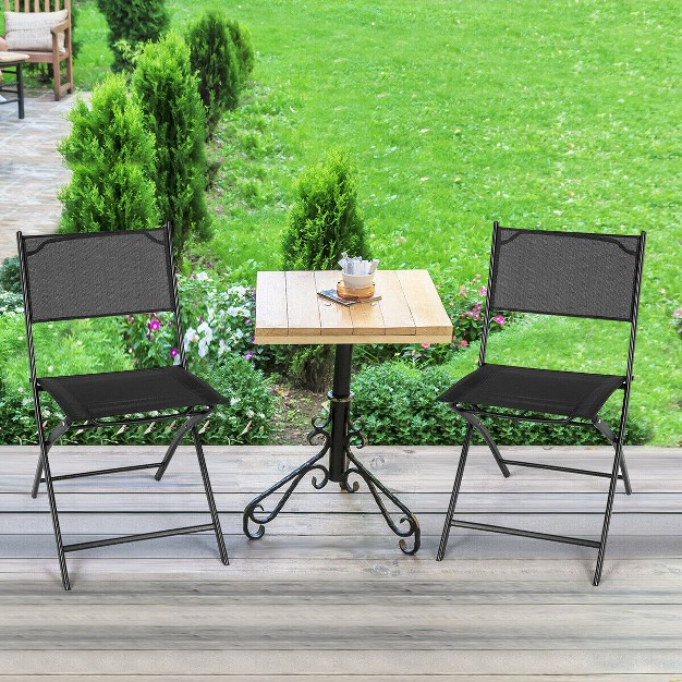 Costway Set Of 4 Outdoor Patio Folding Chairs Camping Deck Garden Pool Beach Furniture