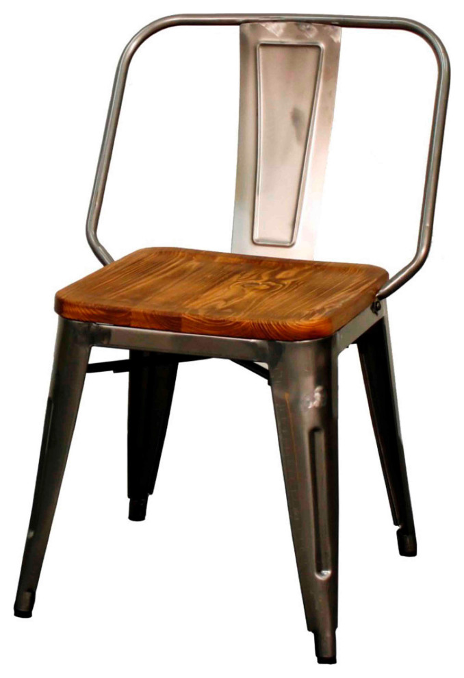 Noma Metal Side Chair Wood Seat  Gunmetal  (Set Of 4)   Industrial   Dining Chairs   by Virgil Stanis Design  Houzz