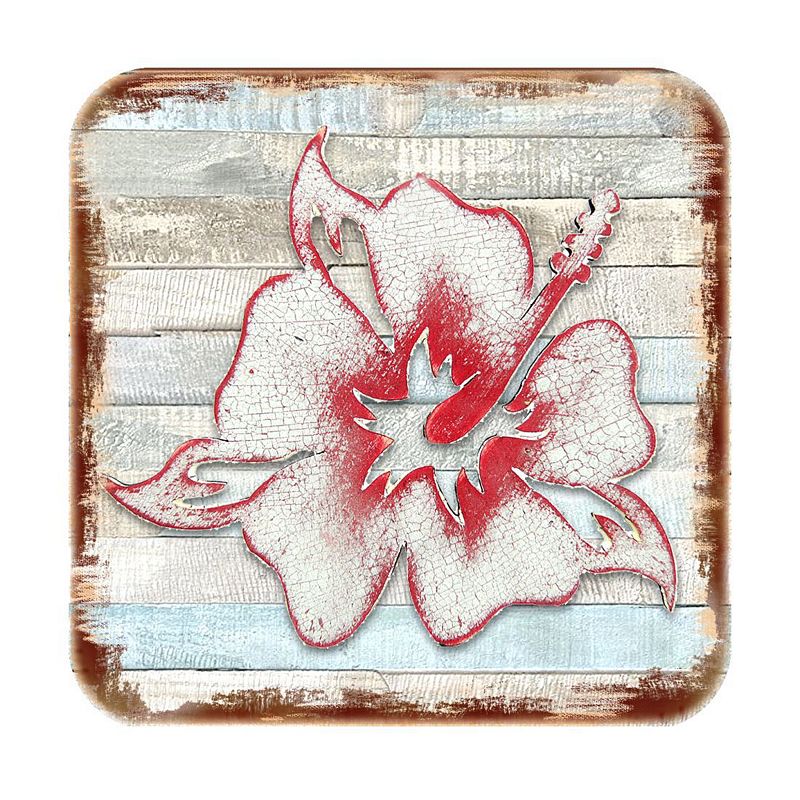 Hibiscus Flower Wooden Cork Coasters Gift Set of 4 by Nature Wonders