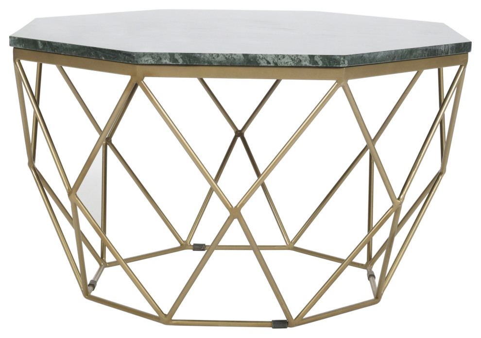 Gage Green Marble Octagonal Cocktail/Coffee Table With Gold Powder Coated Base   Contemporary   Coffee Tables   by Coast to Coast Imports  LLC  Houzz