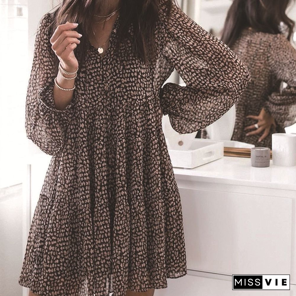 Fashion Sexy Snake Skin Print Long Sleeve Dress Black Dresses