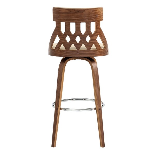 Crux Swivel Bar Stool in Faux Leather and Wood