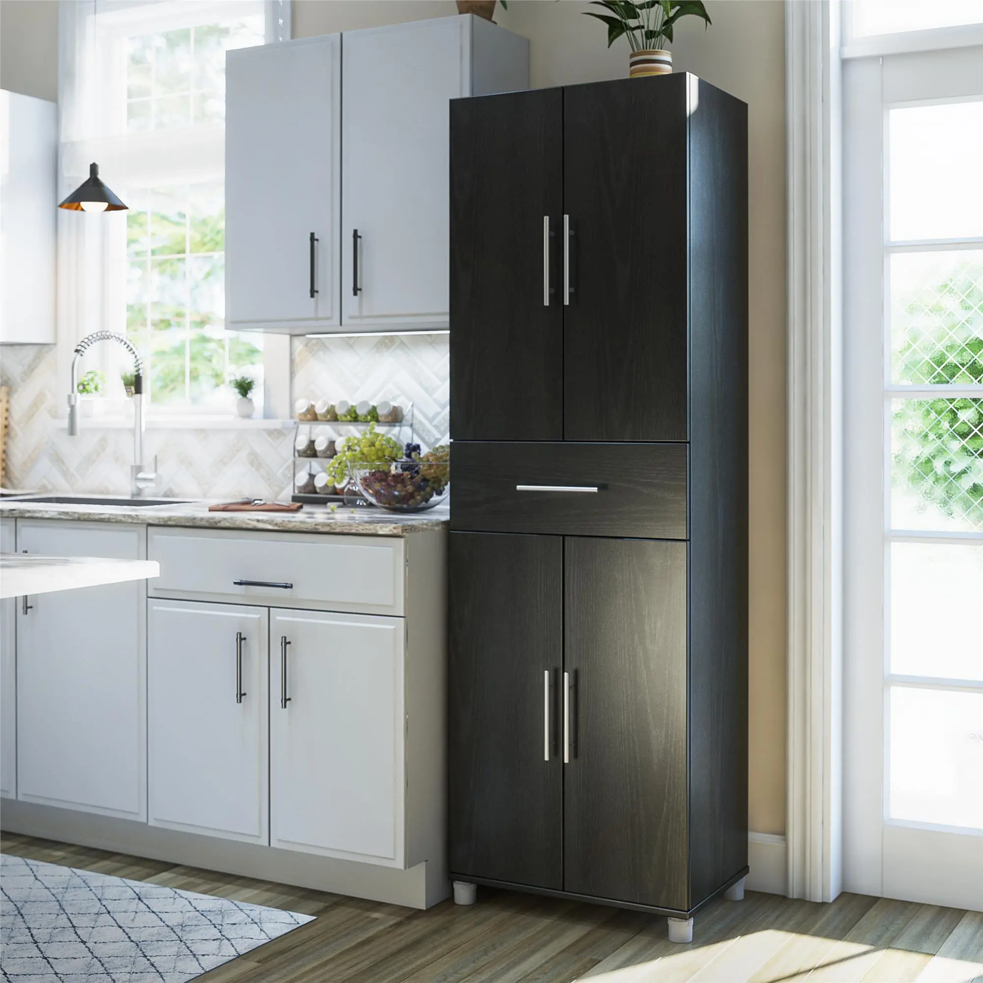 Camberly Black Oak 4 Door Storage Cabinet