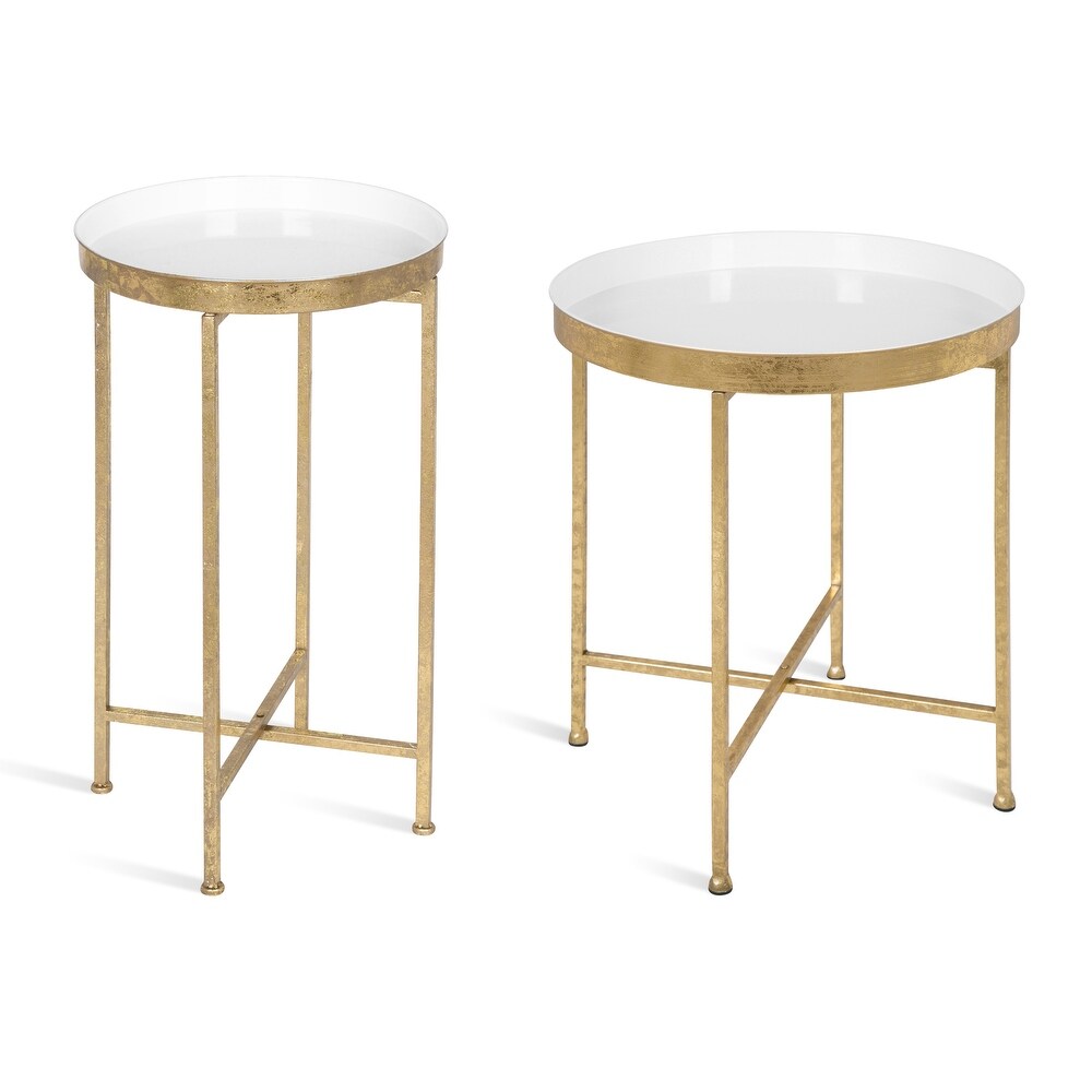 Kate and Laurel Celia Round Metal Foldable Tray Accent Table