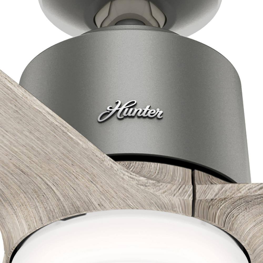 Hunter Moxie 52 in. LED Indoor Matte Silver Ceiling Fan with Light and Remote 51219