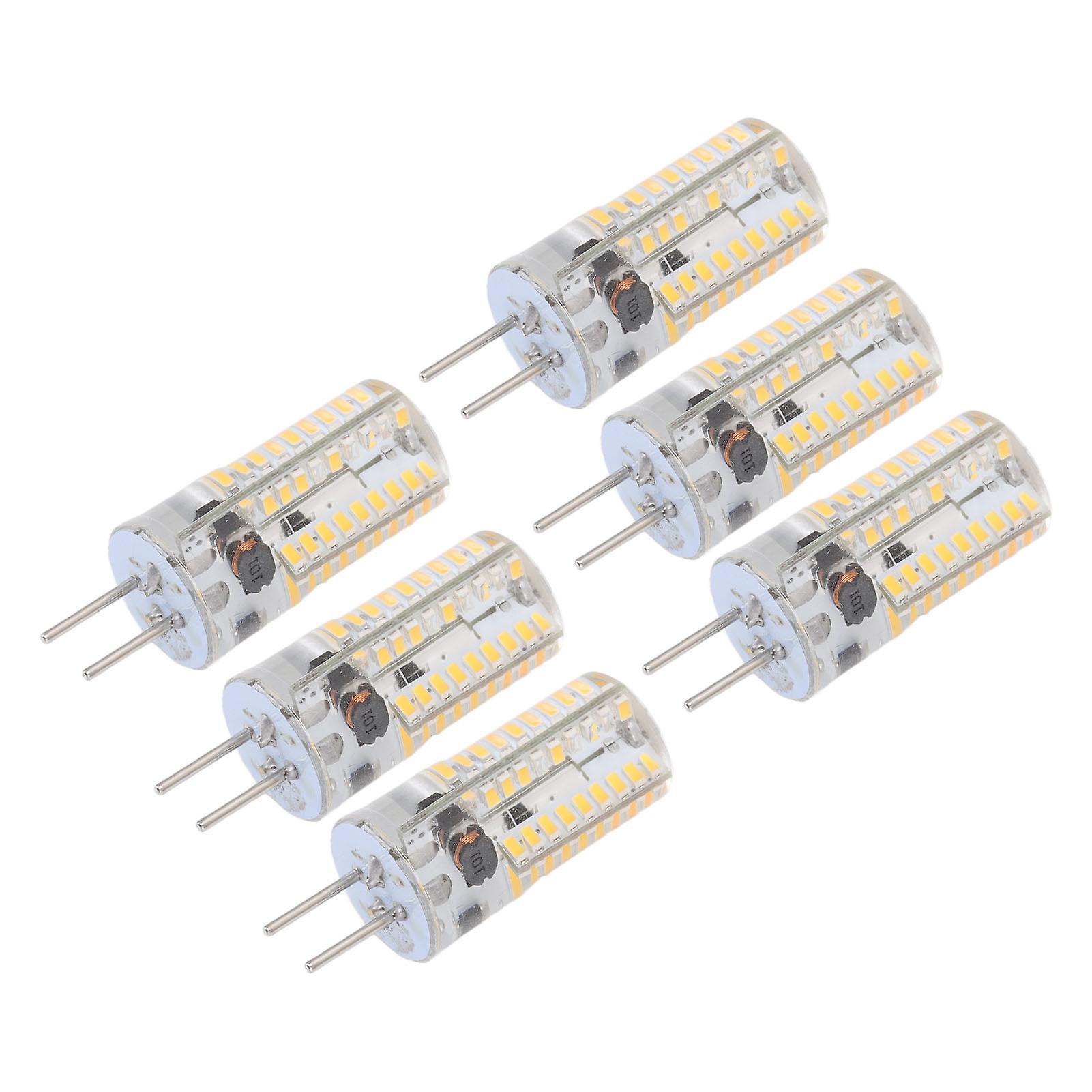 6Pcs GY6.35 LED Bulbs 5W AC 12V Warm White 2700 to 3000K White 6000 to 6500K 500LM 72LED Light Bulbs for Home Office Warm White