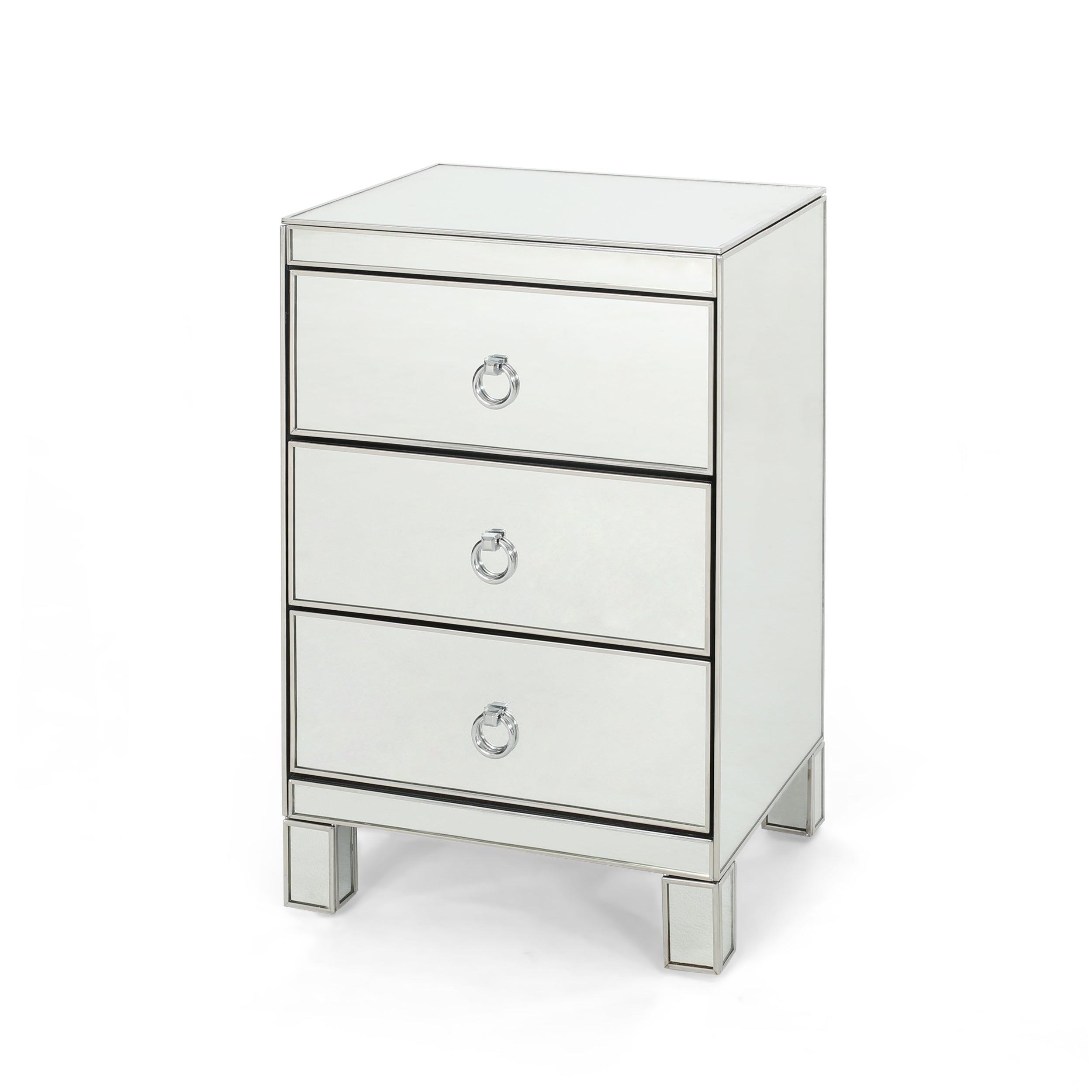 Hedy Modern Mirrored 3 Drawer Cabinet