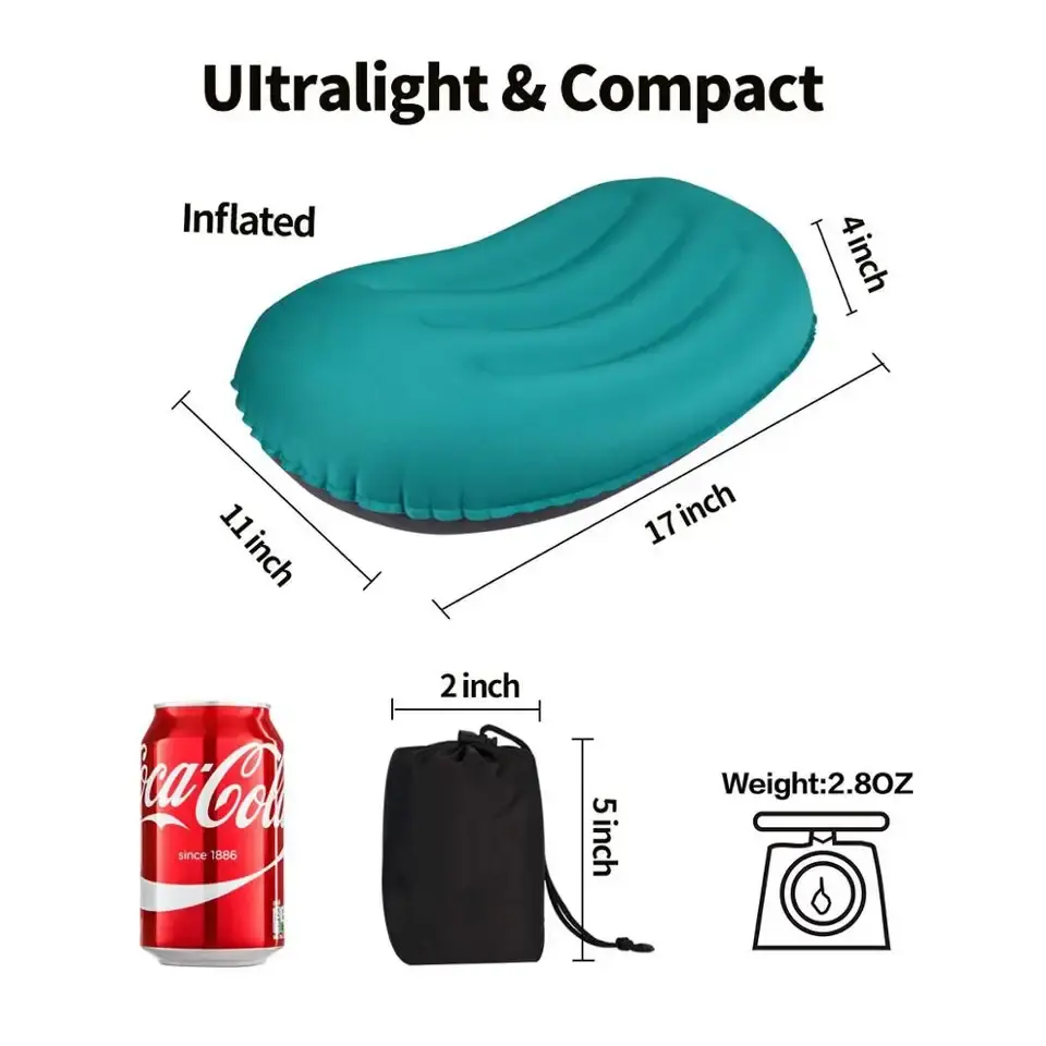 LARIBON Waterproof Airplane Camping Sleep Soft Neck Support Inflatable Touris Pillow Cooling Foldable Inflatable Pillow