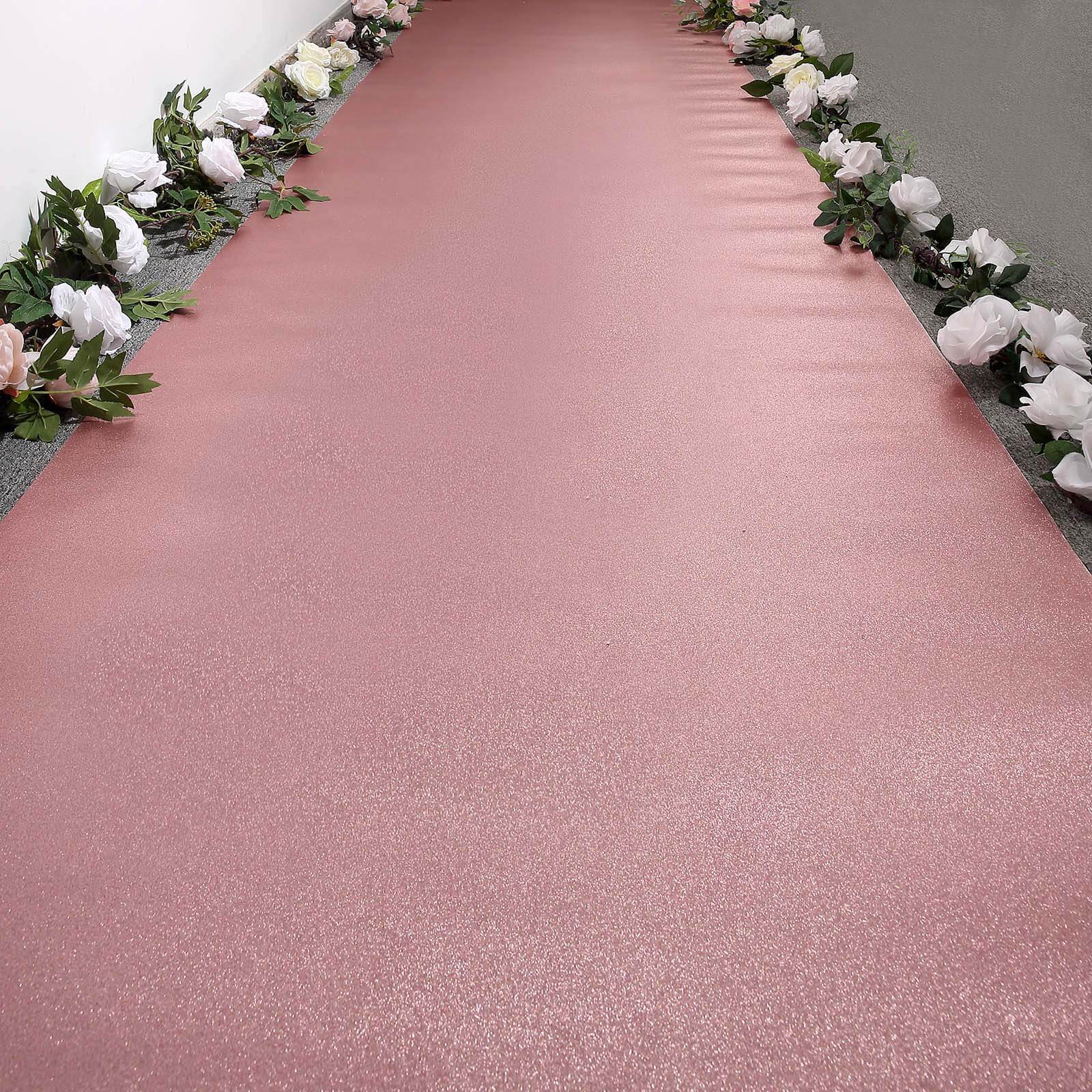 Rose Gold Sparkle Glitter Wedding Aisle Runner, Non-Woven Red Carpet Runner Prom, Hollywood, Glam Parties 3ftx50ft