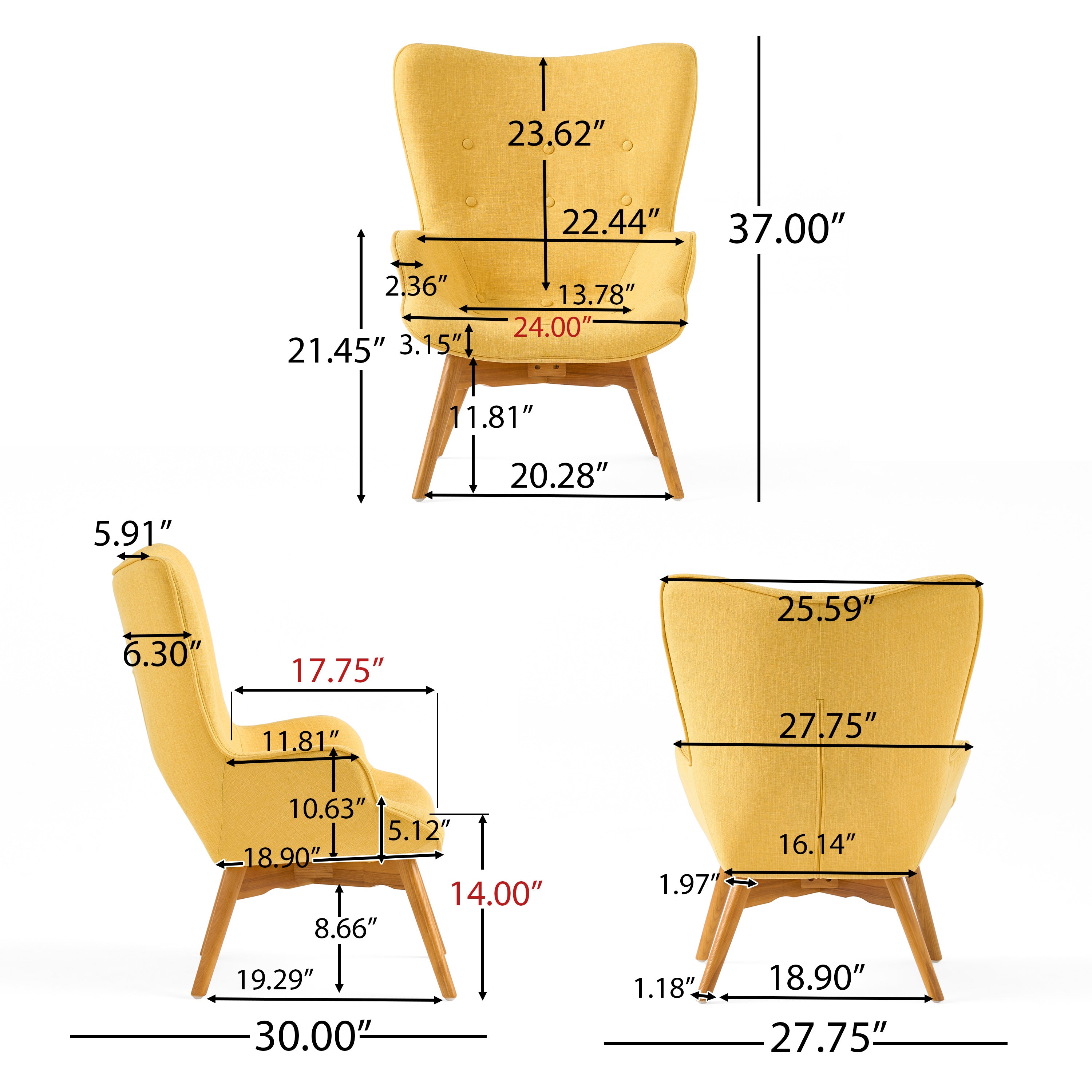 Acantha Mid Century Modern Contour Accent Lounge Chair