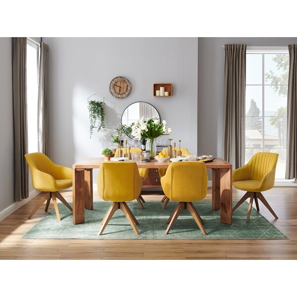 Art Leon Swivel Dining Chairs with Wood Legs (Set of 2)