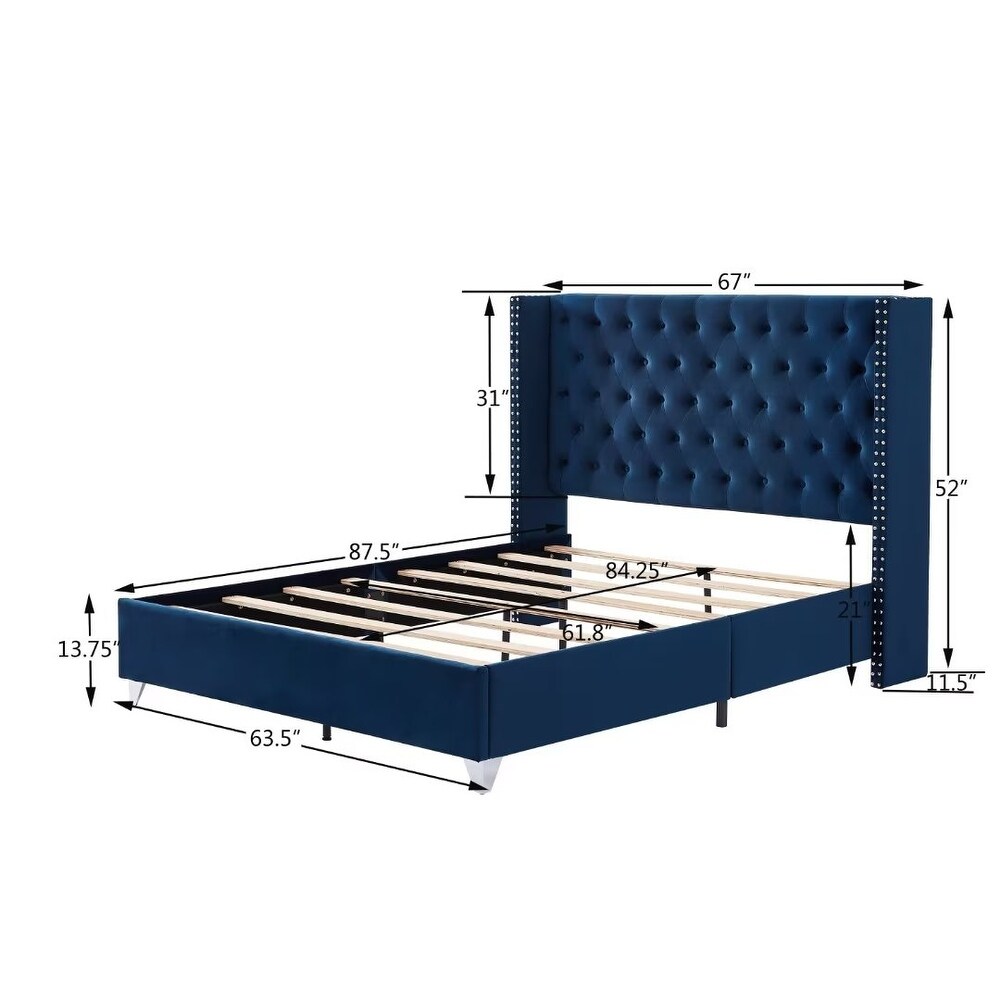 Upholstered Platform Bed Bedroom Set with nightstand