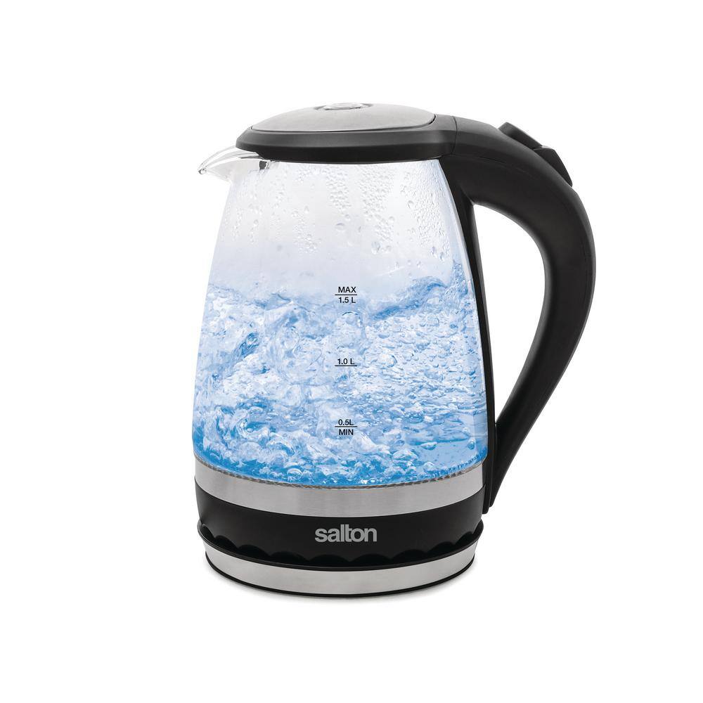 Salton 6-Cup Stainless Steel Cordless Electric Glass Kettle with Automatic Safety Shut Off GK1831