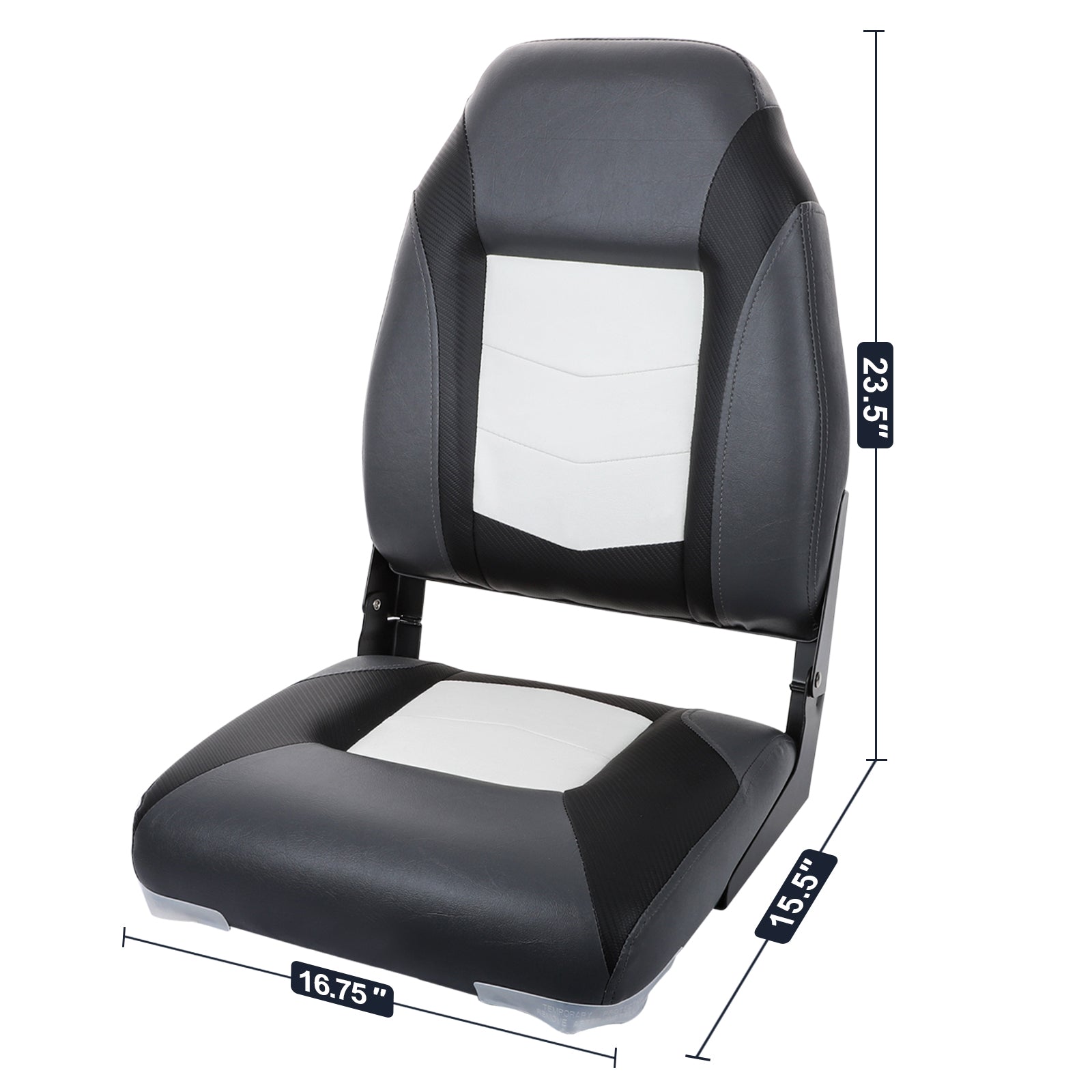 NORTHCAPTAIN S1 Deluxe High Back Folding Boat Seat，Stainless Steel Screws Included，White/Charcoal/Black（1 Seat）