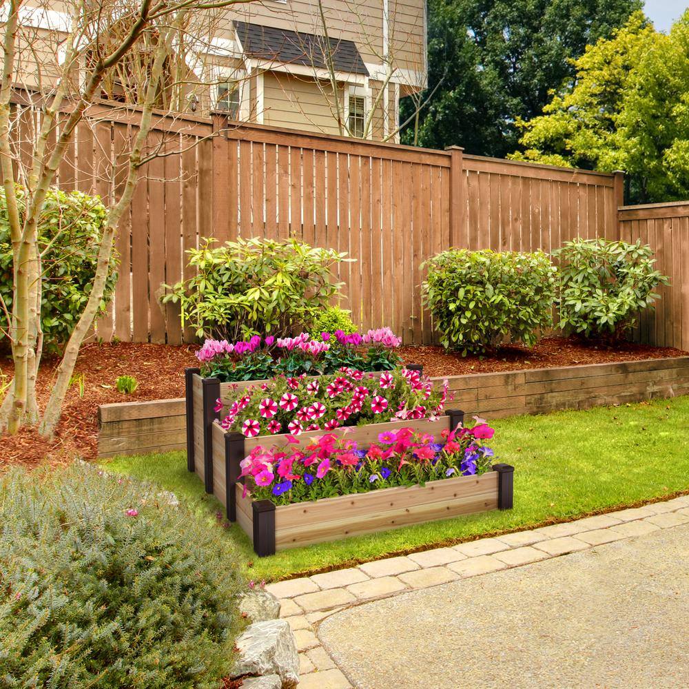 Outdoor Essentials Haven 4 ft. x 4 ft. Cedar Tiered Garden Bed 22 in. H 488319