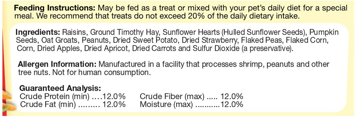 Brown's Tropical Carnival Farm Fresh Fixins Small Animal Treats