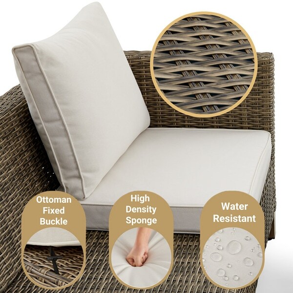 5Piece Outdoor Wicker Patio Conversation Set